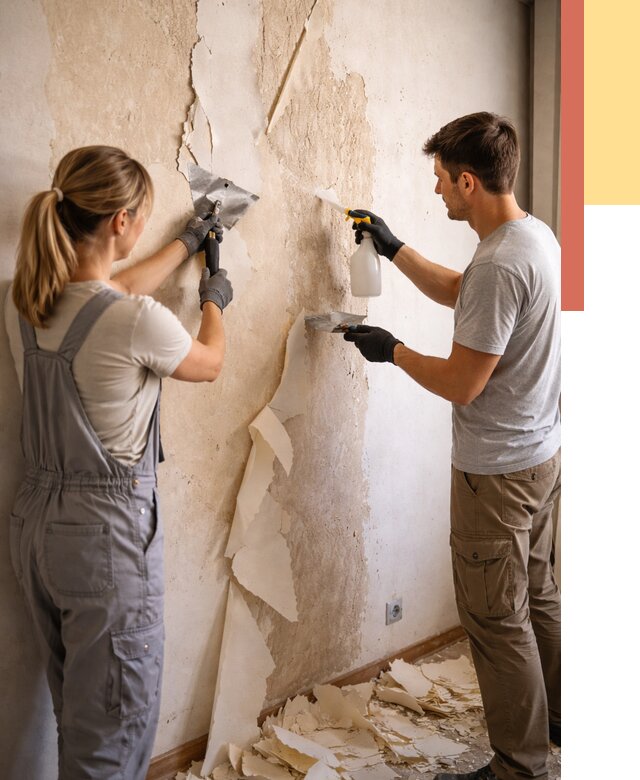 Снятие старых обоев в Полевском от 5389 руб. под ключ недорого | ОТДЕЛОЧНИК-Плв