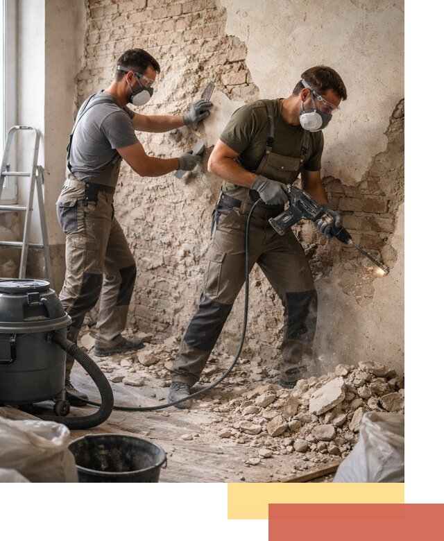 Демонтаж штукатурки со стен в Полевском быстро и аккуратно