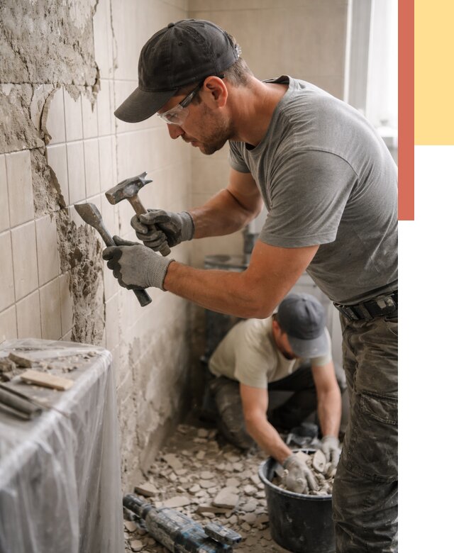 Демонтаж плитки со стен в Полевском от 873 руб. — быстро и недорого | ОТДЕЛОЧНИК-Плв