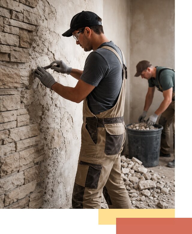 Демонтаж декоративного камня в Полевском профессионально и безопасно