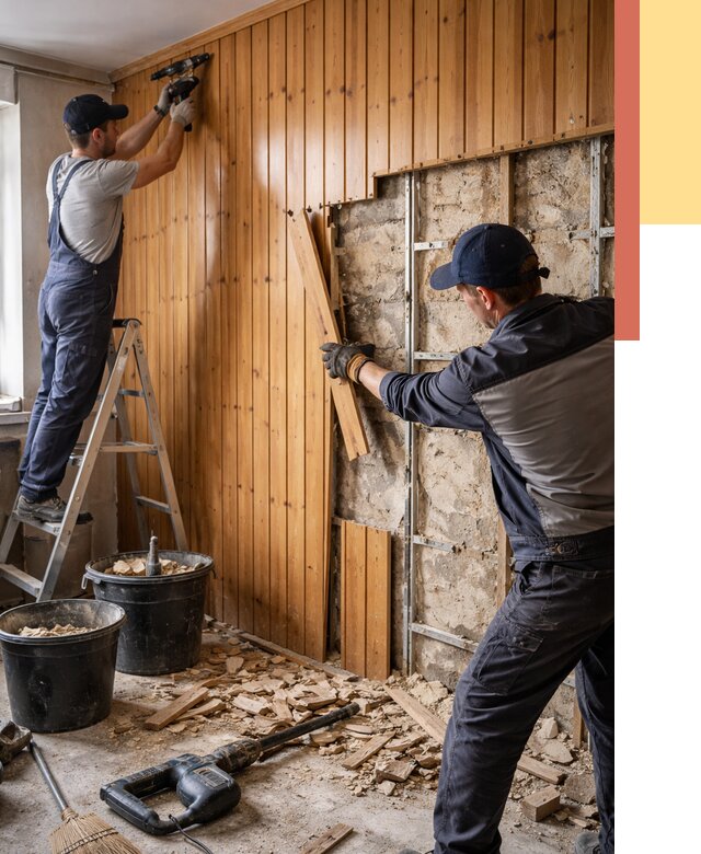 Демонтаж вагонки со стен в Полевском от 1488 руб. — снятие, удаление, срочно | ОТДЕЛОЧНИК-Плв