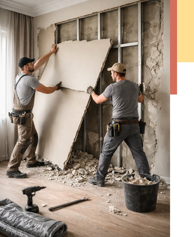 Демонтаж гипсокартона со стен в Полевском от 359 руб. — услуги демонтажа | ОТДЕЛОЧНИК-Плв