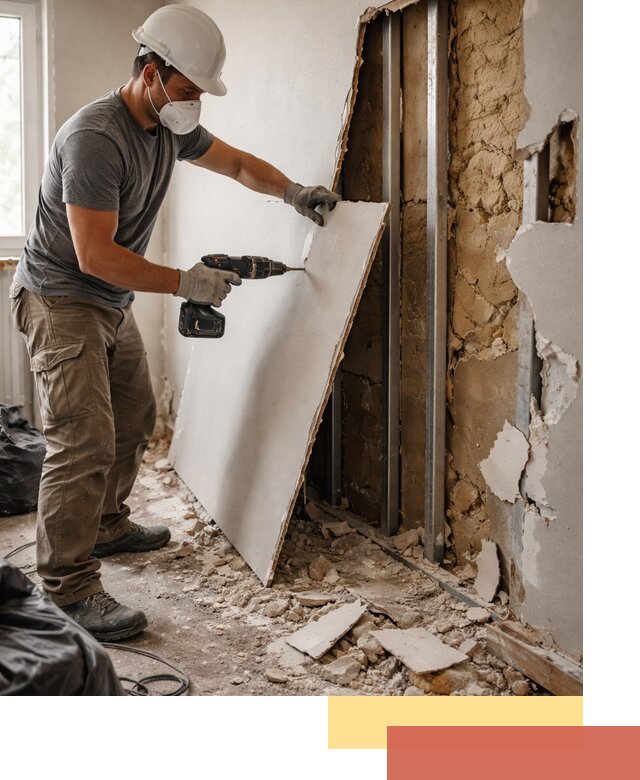 Демонтаж гипсокартона со стен в Полевском качественно и быстро