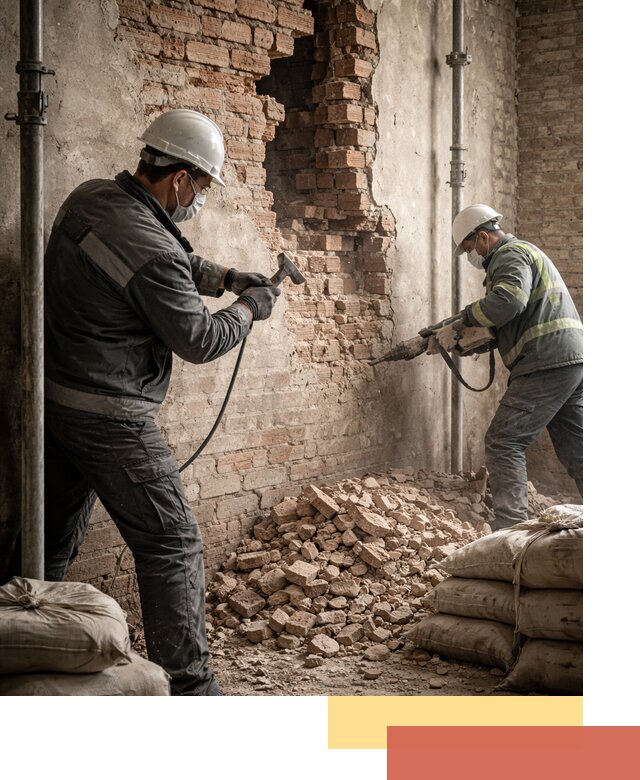 Демонтаж кирпичных стен в Полевском быстро и безопасно