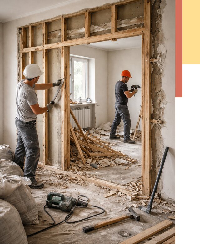 Демонтаж деревянных перегородок в Полевском от 3285 руб. — быстро и недорого | ОТДЕЛОЧНИК-Плв