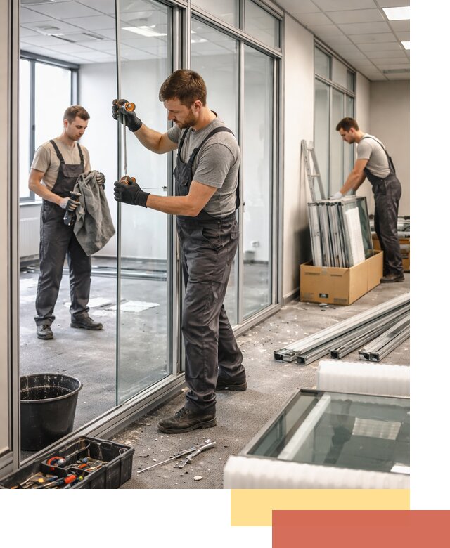 Демонтаж стеклянных перегородок в Полевском быстро и безопасно