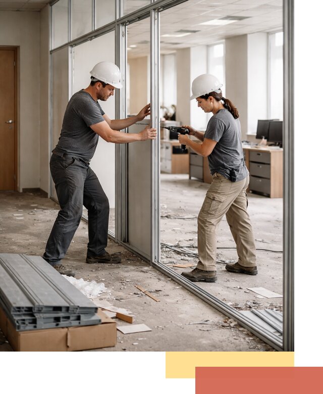 Демонтаж алюминиевых перегородок в Полевском быстро и аккуратно