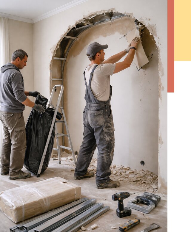 Демонтаж арки из гипсокартона в Полевском от 3593 руб. — услуги под ключ | ОТДЕЛОЧНИК-Плв