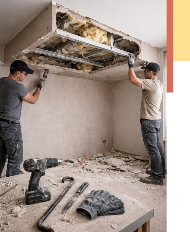 Демонтаж короба из гипсокартона в Полевском от 1560 руб. — быстро и недорого | ОТДЕЛОЧНИК-Плв