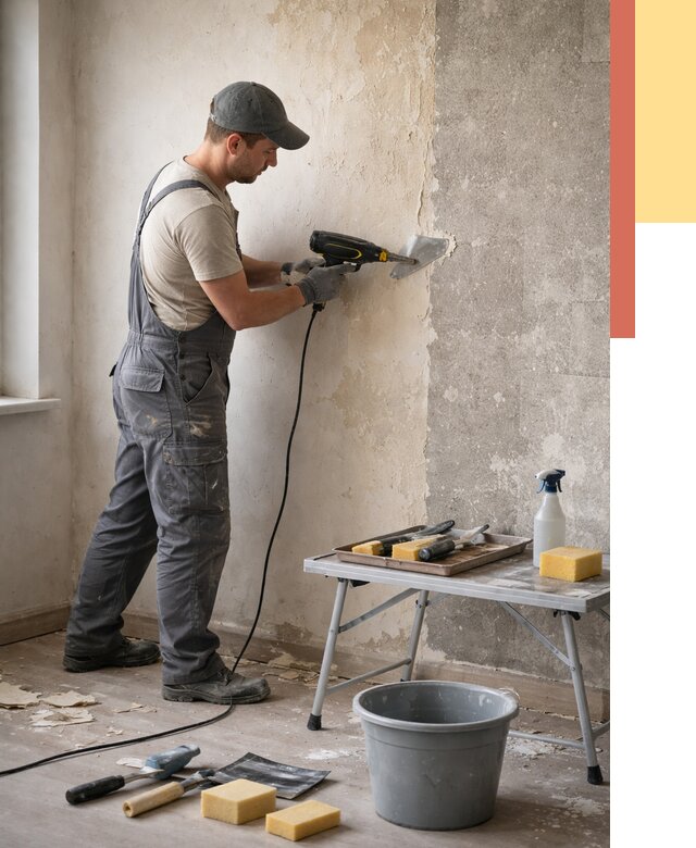 Очистка стен от клея в Полевском от 1899 руб. — снятие и удаление клея со стен | ОТДЕЛОЧНИК-Плв