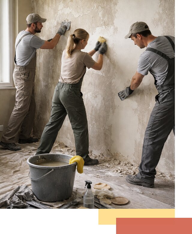 Очистка стен от клея и грунтовки в Полевском качественно и быстро