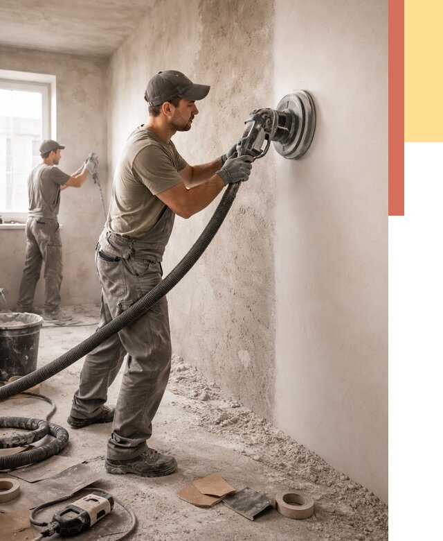 Шлифовка стен в Полевском от 1232 руб/м2 — быстро и недорого | ОТДЕЛОЧНИК-Плв