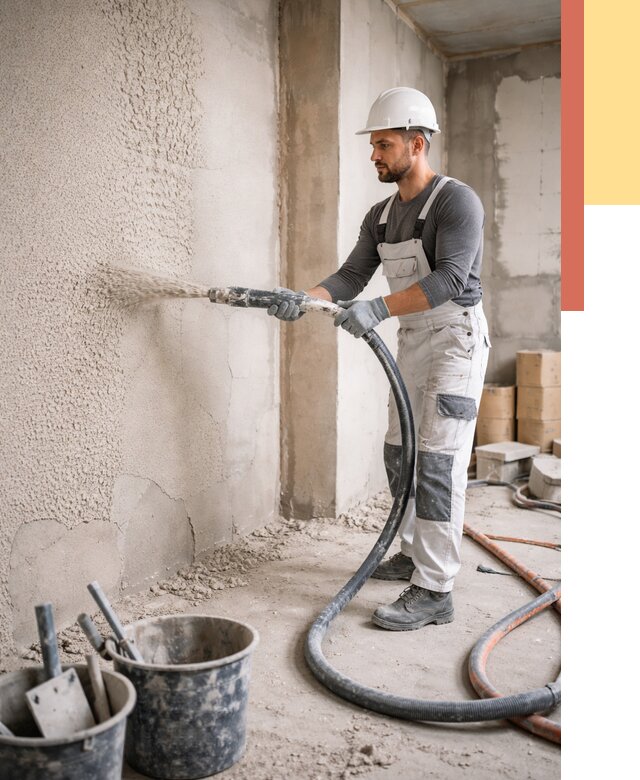 Машинная штукатурка стен в Полевском под ключ от 6672 руб./м2 | ОТДЕЛОЧНИК-Плв