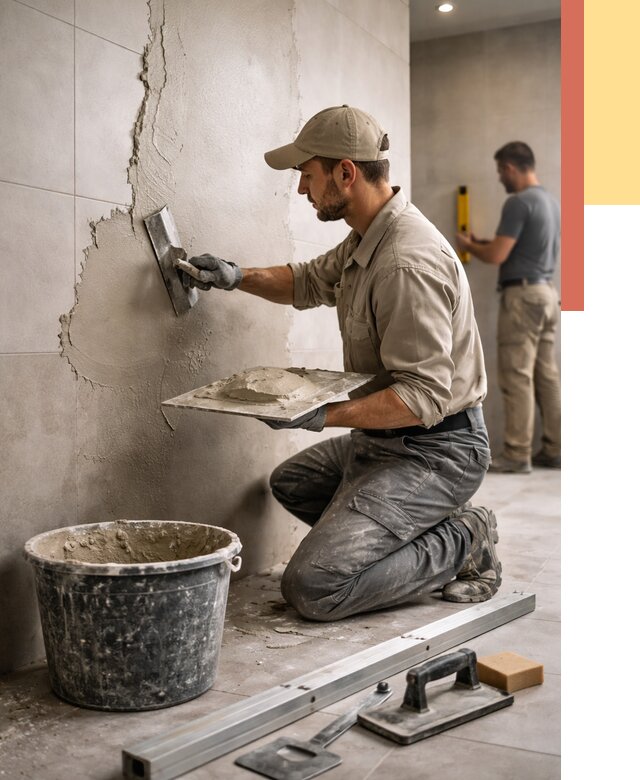 Штукатурка стен в ванной в Полевском от 4619 руб./м² — выравнивание под ключ | ОТДЕЛОЧНИК-Плв