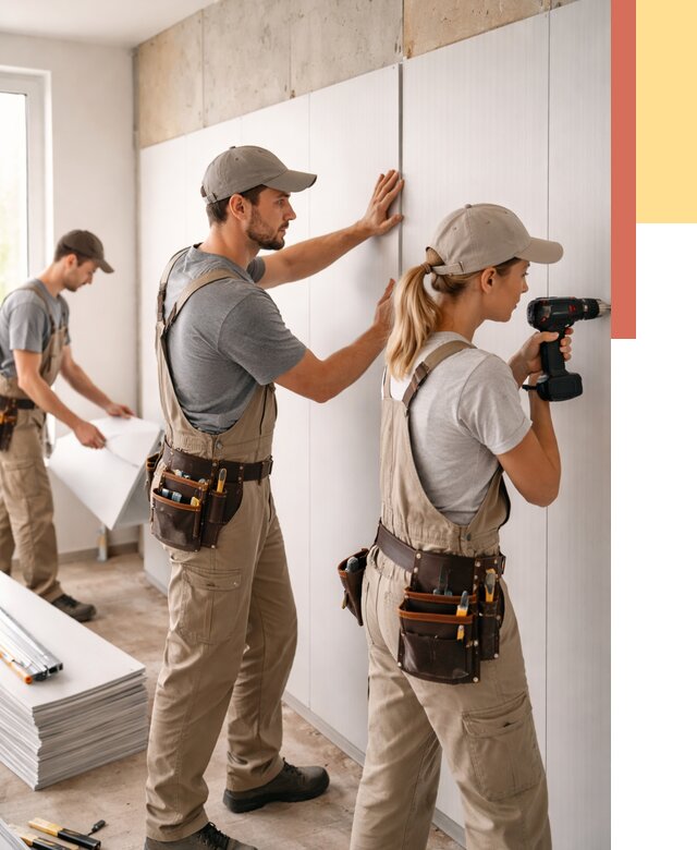 Монтаж ПВХ панелей на стены в Полевском от 462 руб/м2 — быстро и недорого | ОТДЕЛОЧНИК-Плв