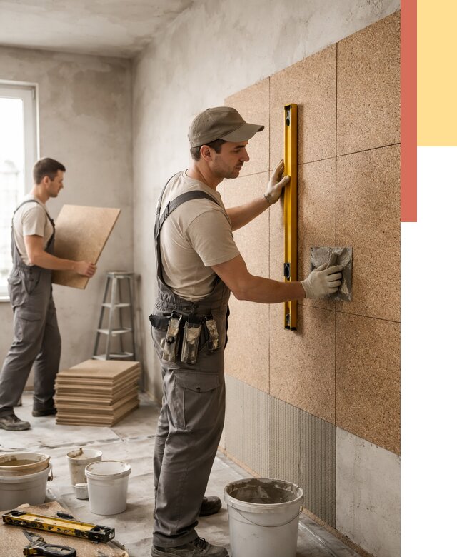 Монтаж пробковых панелей на стены в Полевском от 3593 руб. — ОТДЕЛОЧНИК-Плв