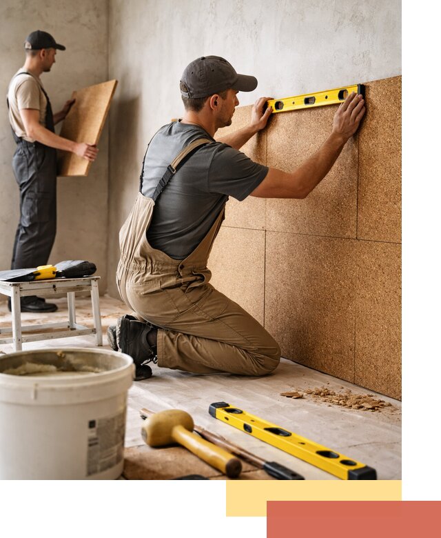 Монтаж пробковых панелей на стены в Полевском быстро и качественно