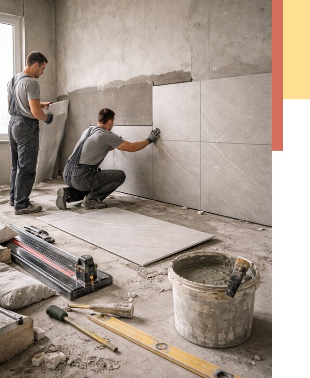 Облицовка стен керамогранитом в Полевском от 4311 руб./м² — услуги под ключ | ОТДЕЛОЧНИК-Плв