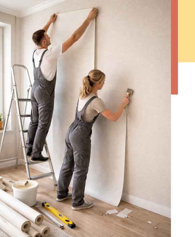 Поклейка флизелиновых обоев в Полевском от 6159 руб. | Быстро и недорого — ОТДЕЛОЧНИК-Плв