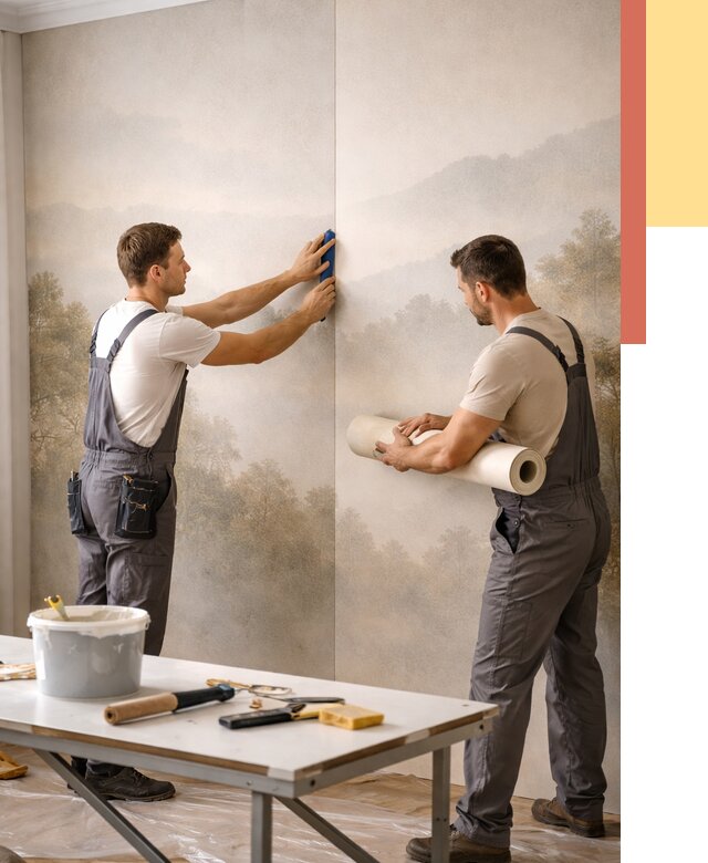 Поклейка фотообоев в Полевском от 8725 руб/м² — быстро и недорого | ОТДЕЛОЧНИК-Плв