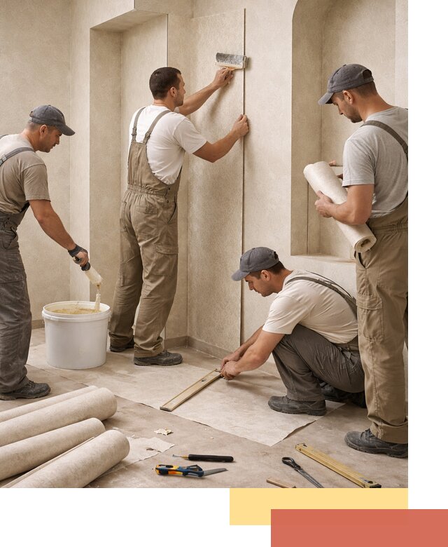 Поклейка обоев на сложные стены и неровные поверхности в Полевском