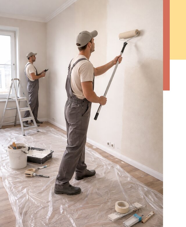 Покраска стен акриловой краской в Полевском от 3593 руб./м² — быстро и недорого | ОТДЕЛОЧНИК-Плв