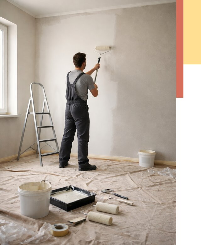 Покраска стен моющейся краской в Полевском от 359 руб./м² — быстро и недорого | ОТДЕЛОЧНИК-Плв