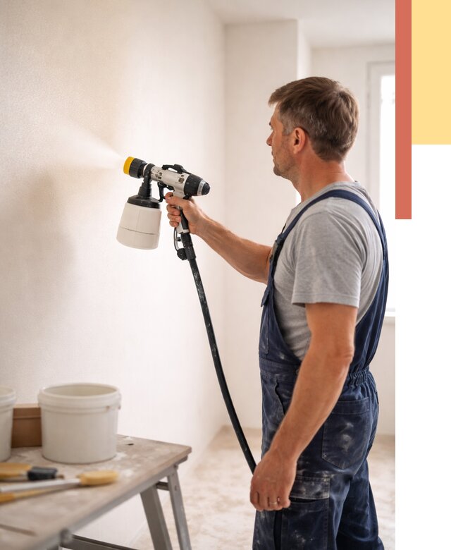 Покраска стен краскопультом в Полевском от 7699 руб. — механизированная покраска | ОТДЕЛОЧНИК-Плв