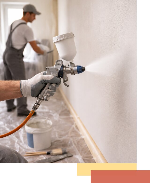 Покраска стен краскопультом в Полевском быстро и качественно