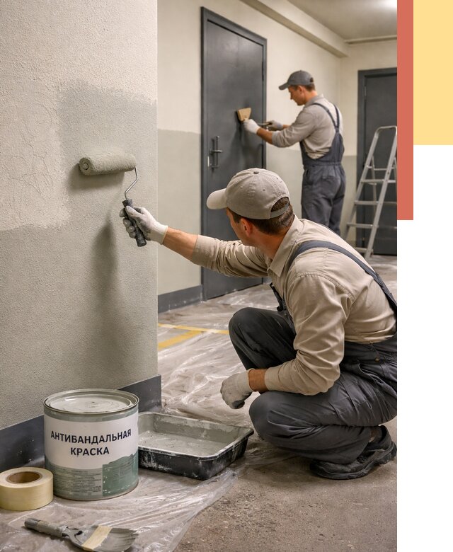Покраска стен антивандальной краской в Полевском от 4619 руб./м² под ключ | ОТДЕЛОЧНИК-Плв