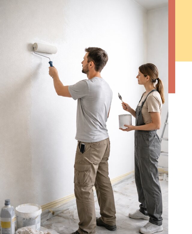 Окраска стен по стеклохолсту в Полевском от 4619 руб/м² под ключ | ОТДЕЛОЧНИК-Плв