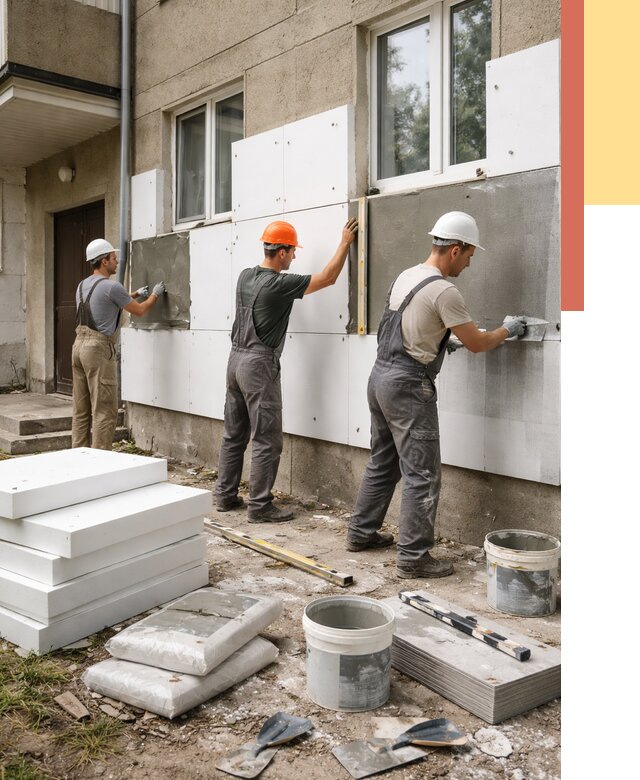 Утепление стен пенопластом в Полевском от 1796 руб. — недорого и под ключ | ОТДЕЛОЧНИК-Плв