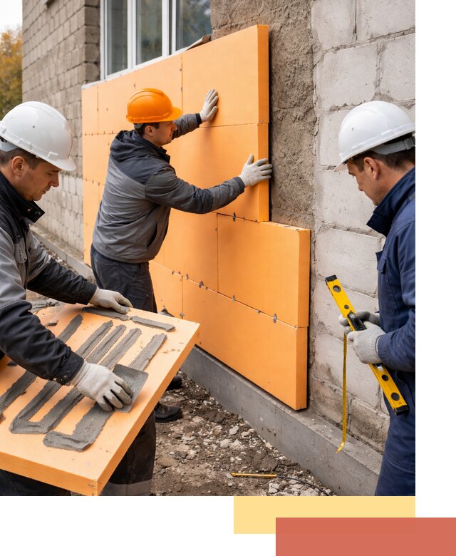Утепление фасада пеноплексом под ключ в Полевском