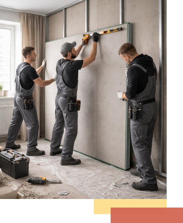 Шумоизоляция стен панелями ЗИПС в Полевском для жилых и коммерческих помещений