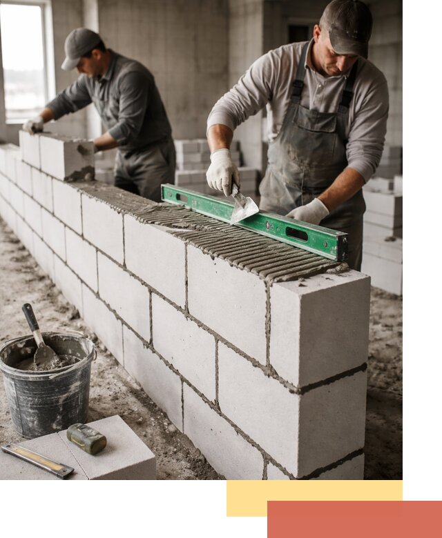 Кладка перегородок из газобетона в Полевском быстро и качественно