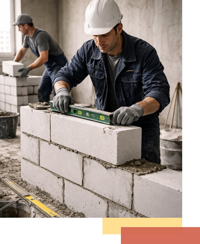 Кладка перегородок из пеноблока под ключ в Полевском