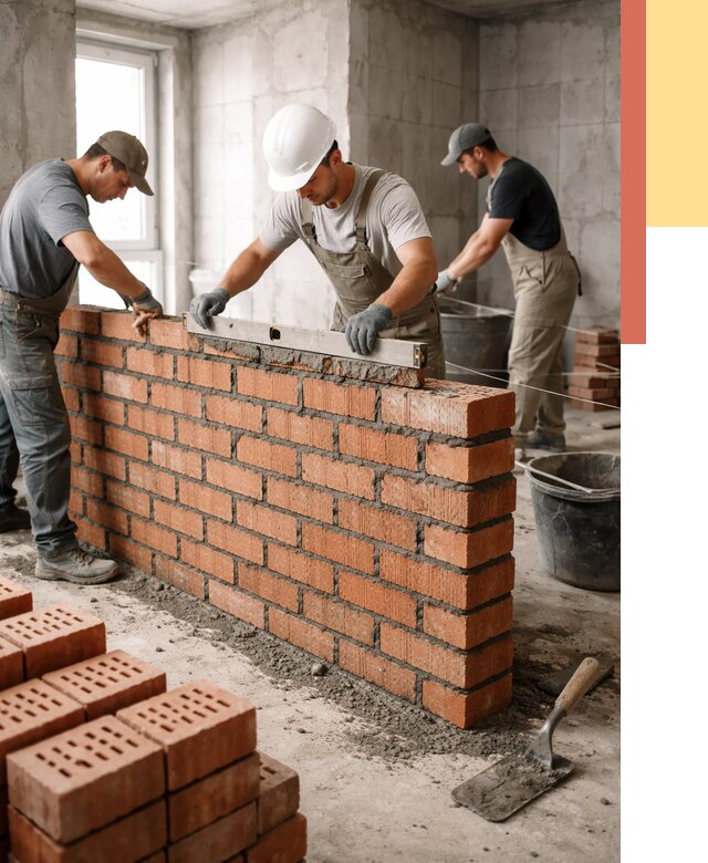 Кладка перегородок из кирпича в Полевском от 3593 руб. за м² | ОТДЕЛОЧНИК-Плв