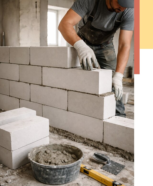 Кладка перегородок из силикатного блока в Полевском от 4106 руб. под ключ | ОТДЕЛОЧНИК-Плв