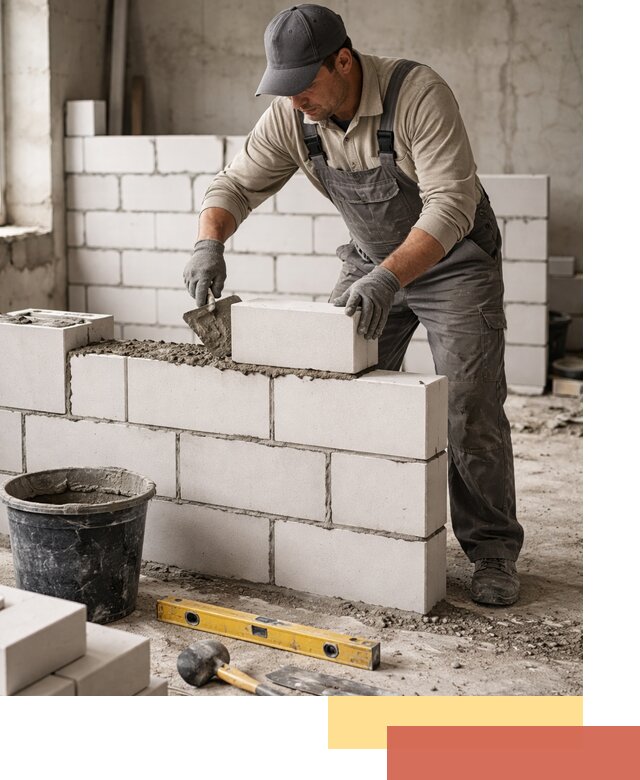 Кладка перегородок из силикатного блока в Полевском