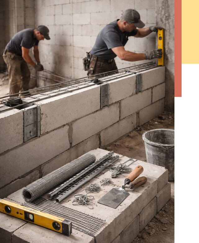 Армирование кладки перегородок в Полевском от 770 руб. под ключ | ОТДЕЛОЧНИК-Плв
