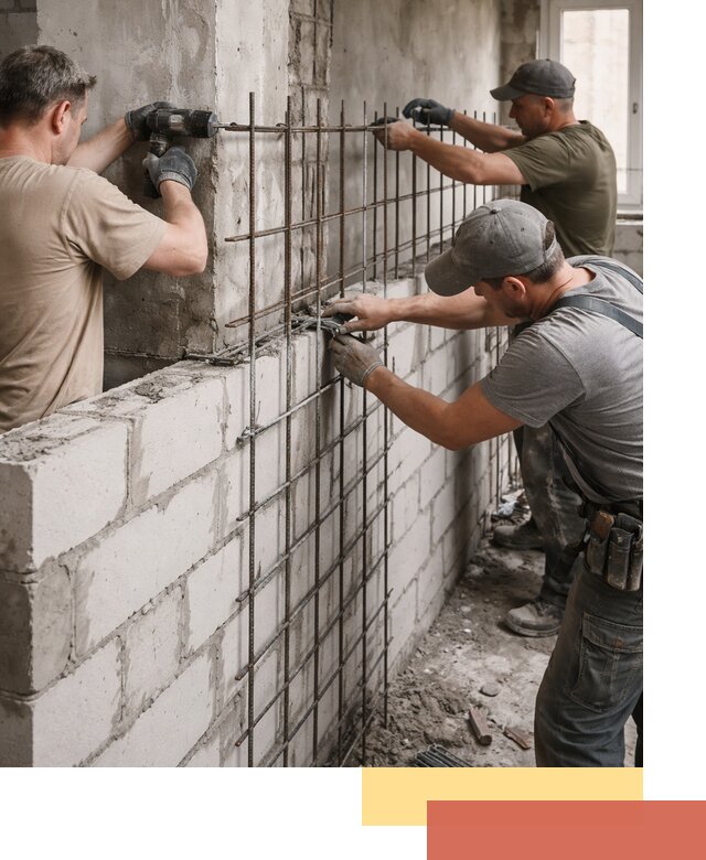 Армирование кладки перегородок в Полевском профессионально и надёжно