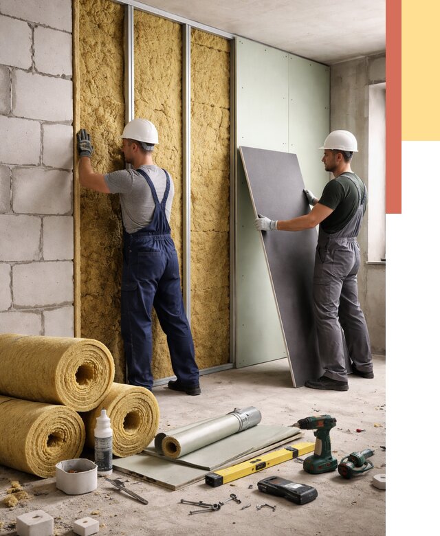 Шумоизоляция перегородок из блоков в Полевском от 1899 руб./м² — быстро и недорого | ОТДЕЛОЧНИК-Плв