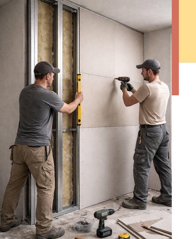 Монтаж двухслойной перегородки из гипсокартона в Полевском от 1488 руб. | ОТДЕЛОЧНИК-Плв