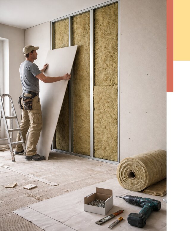 Перегородка из гипсокартона с шумоизоляцией в Полевском от 3203 руб. | ОТДЕЛОЧНИК-Плв