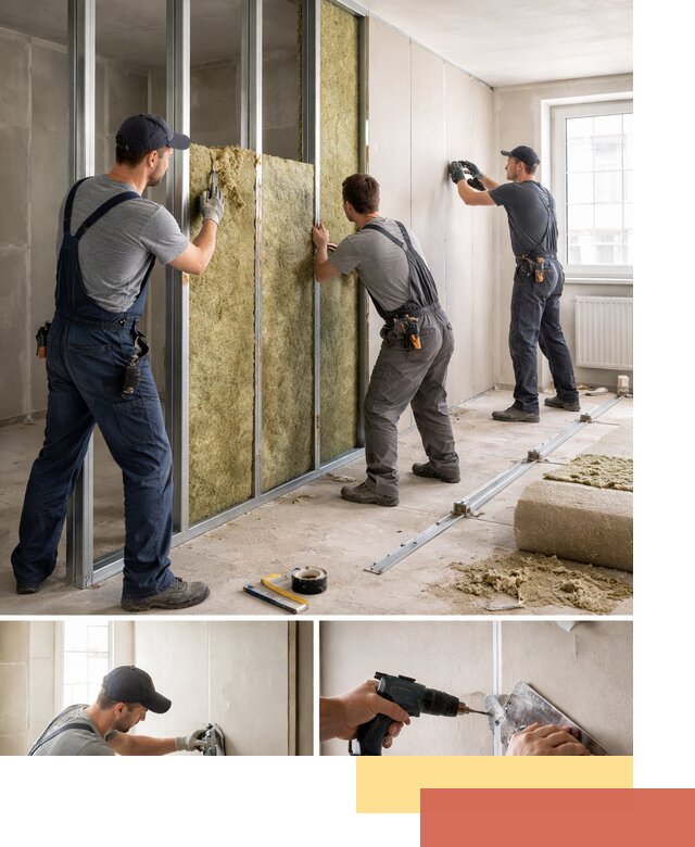 Перегородка из гипсокартона с шумоизоляцией в Полевском — монтаж под ключ