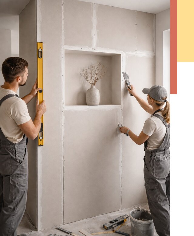 Перегородка из гипсокартона с нишей в Полевском от 3336 руб. под ключ | ОТДЕЛОЧНИК-Плв