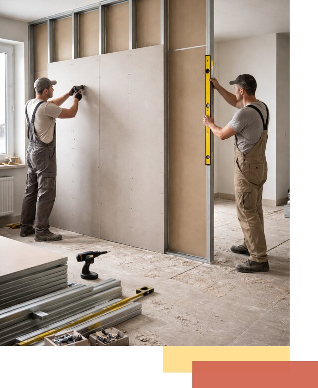 Зонирующая перегородка из гипсокартона под ключ в Полевском