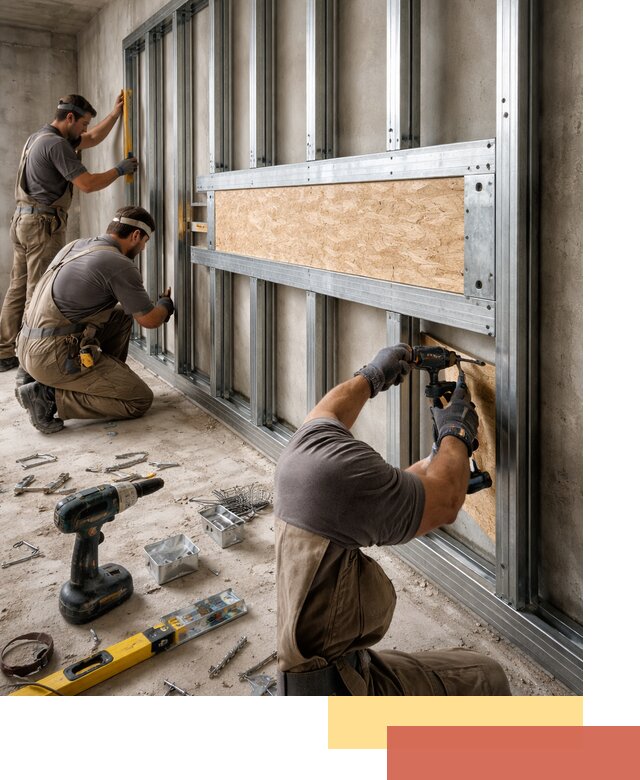 Усиленная перегородка для крепления тяжёлых конструкций в Полевском