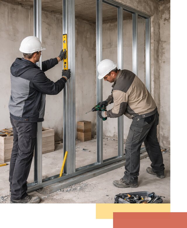 Монтаж каркаса перегородки из профиля в Полевском