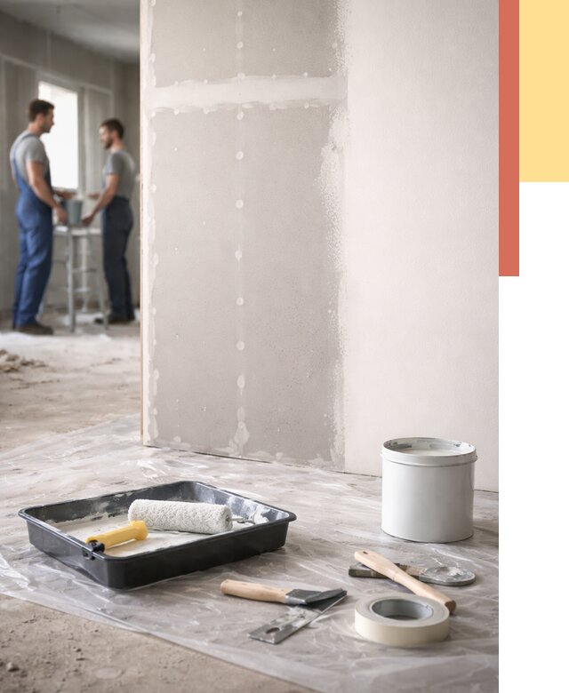 Покраска перегородок из гипсокартона в Полевском от 4619 руб. под ключ | ОТДЕЛОЧНИК-Плв